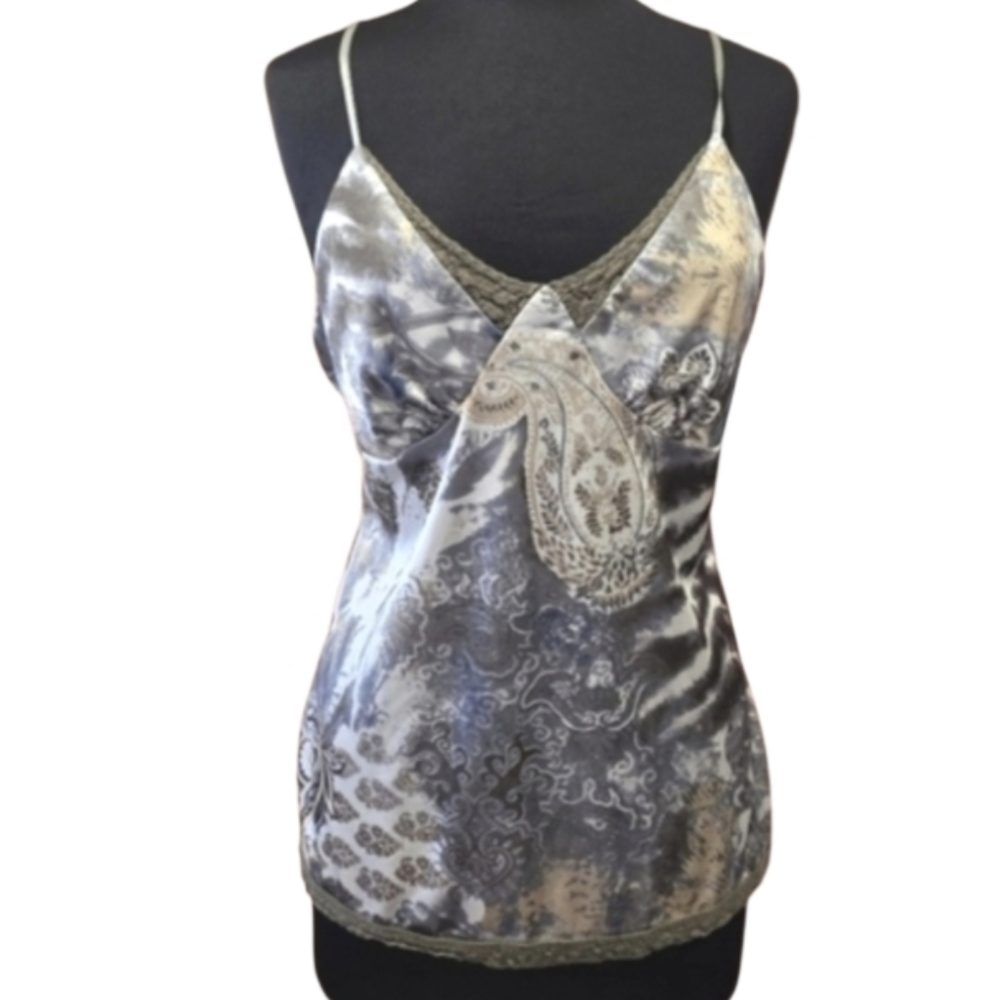 Vintage Y2K Large Whimsigoth Cami Sage Paisley Print Bohochic Xhilaration